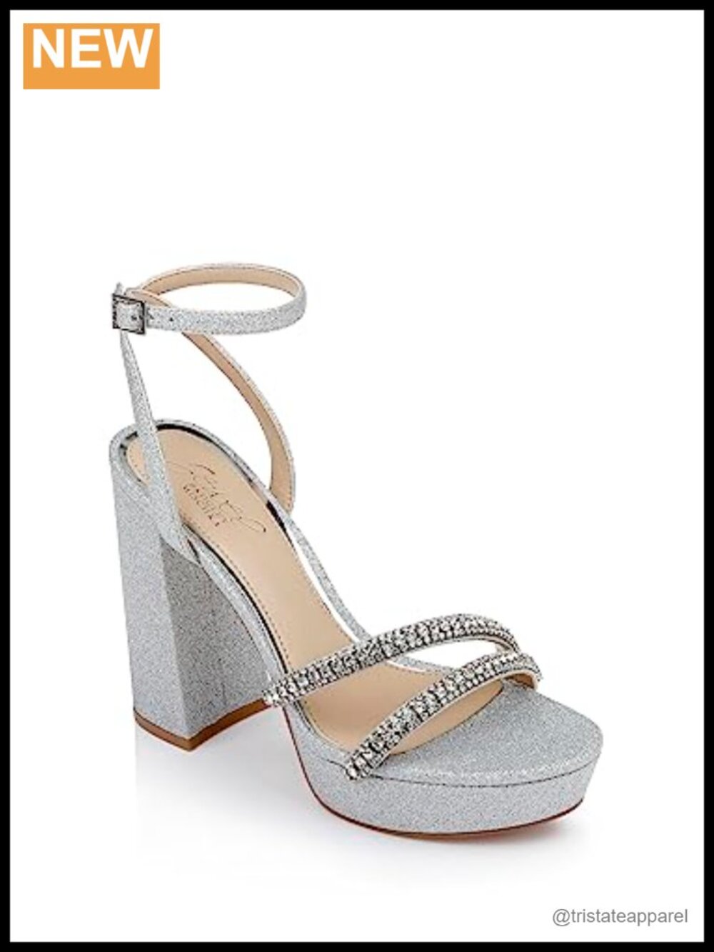 Platform Block Heel Gemstone Embellished Ankle Strap Sandal